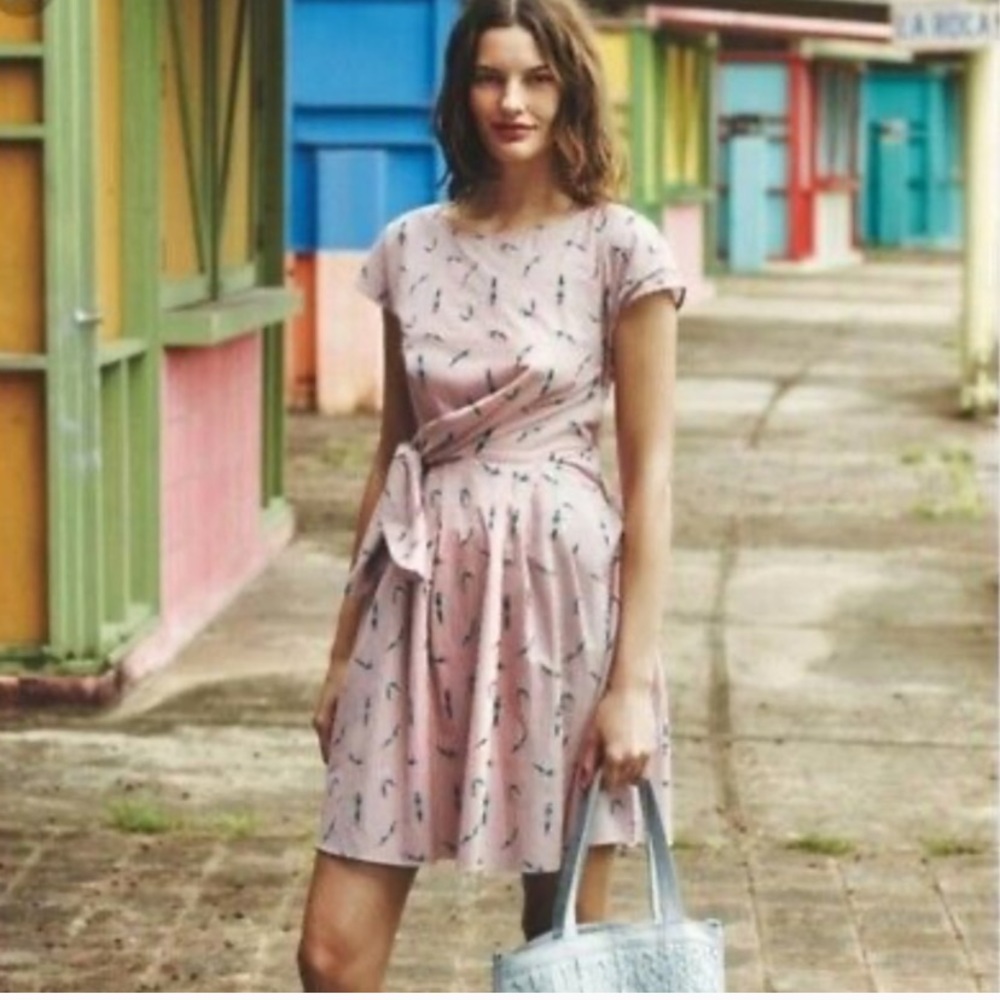 Anthro Maeve Embroidered Swimmer Stripe Dress